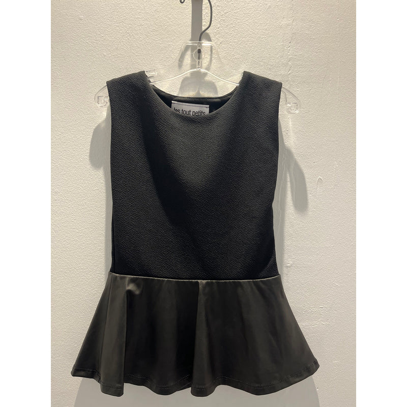 Les Tout Petites Black Dress With Pleather Skirt
