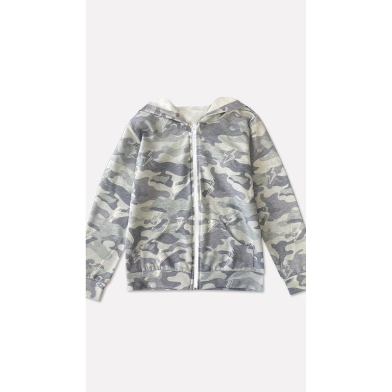 French Terry Zip Hoodie Olive Camo