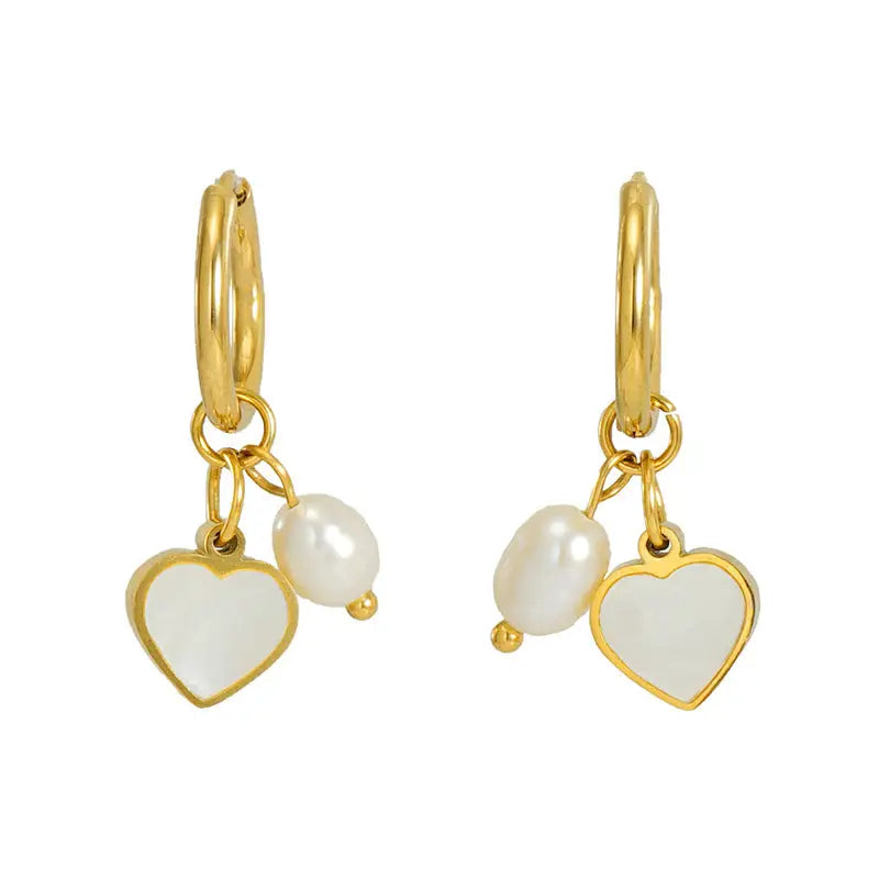Pearl Shell Heart Earrings