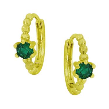 Green CZ Huggie Earrings