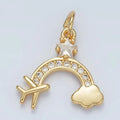 Cz Airplane Cloud Rainbow Charm