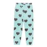 Pixielane French Terry Cozy Sweatpant - Ice Mint Charcoal Hearts