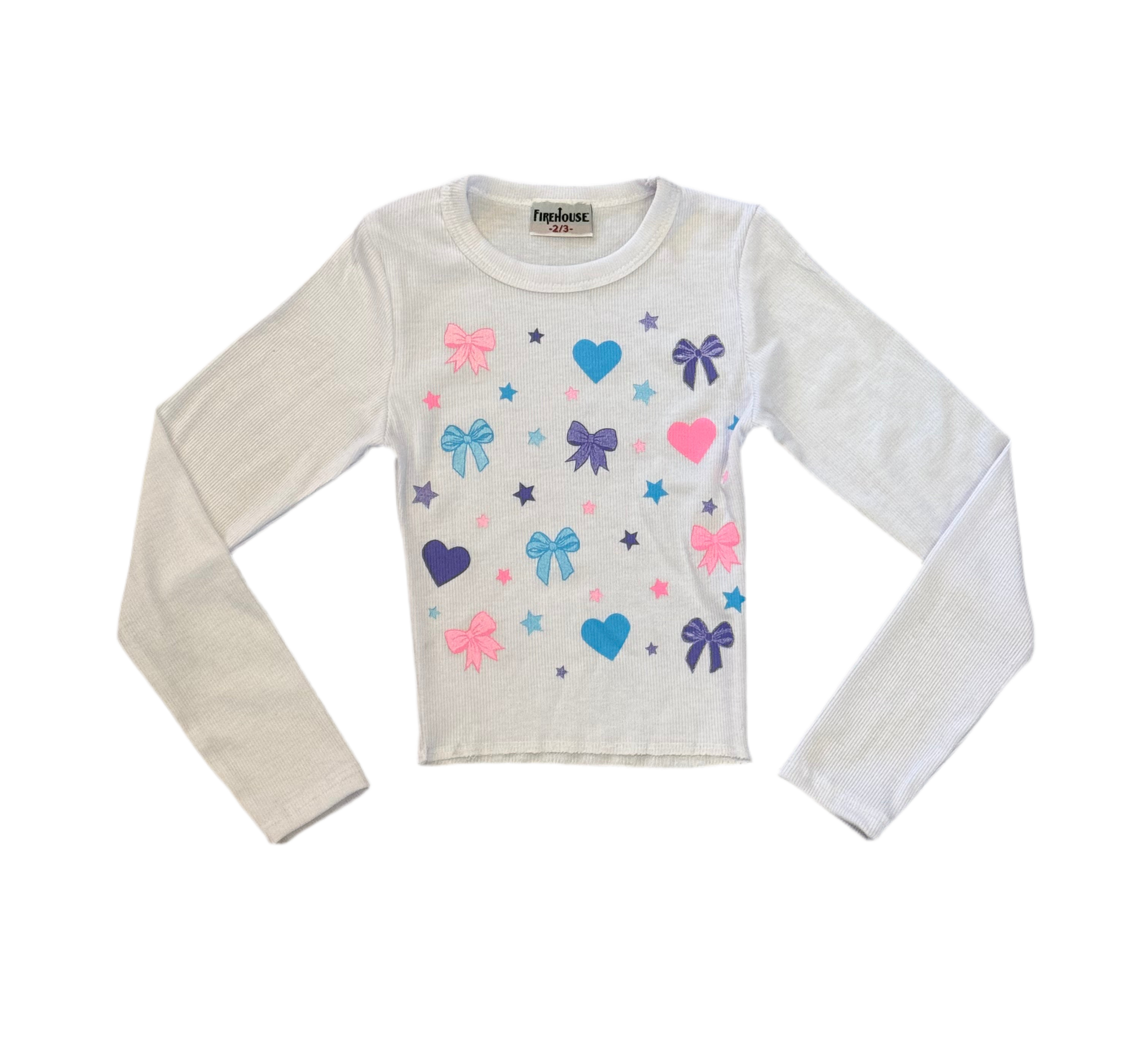 Firehouse Star Bow Heart Toss Ribbed Longsleeve Tee