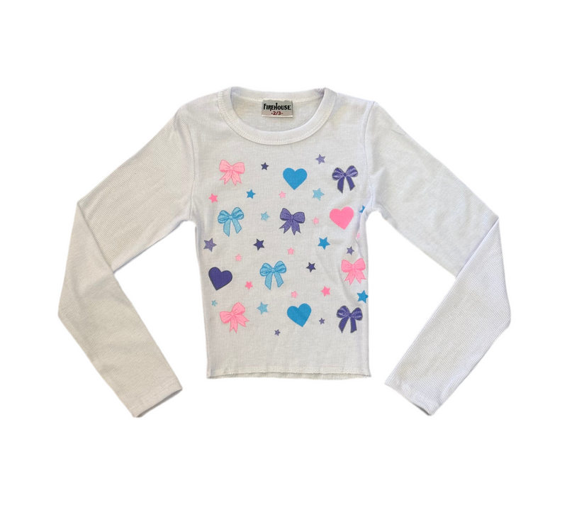 Firehouse Star Bow Heart Toss Ribbed Longsleeve Tee
