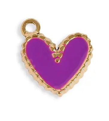 Epoxy Heart Charm - Pink, White, Purple