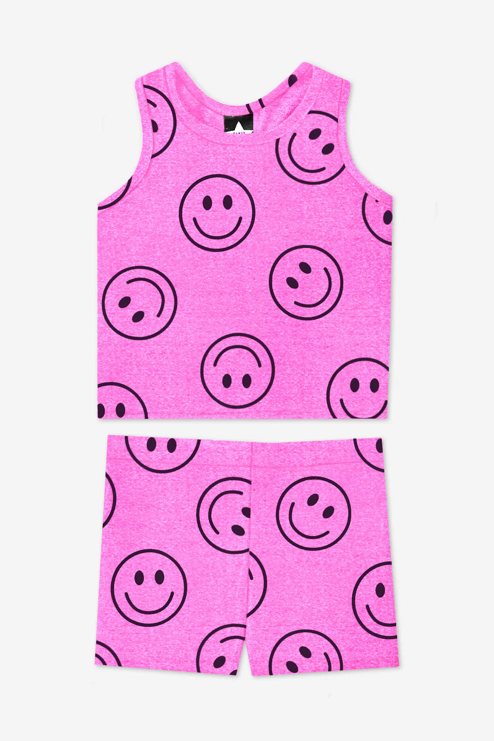 Pixielane Simply Soft Luxe Cropped Racerback Tank & Tumble Short Pink Short Set