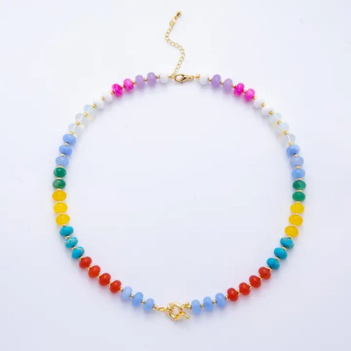 Colorful Candy Gemstone Rondelle Bead Chain Necklace