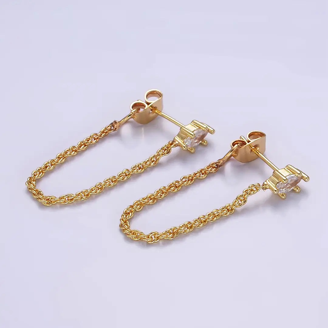 Cz Chain Link Stud Earrings