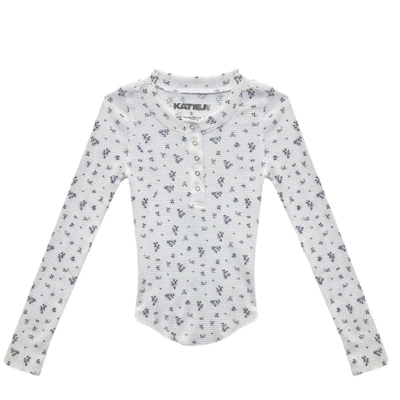Katie J Cooper Henley Thermal-White Floral