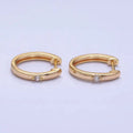 Cz Dotted Oval Huggie Earrings