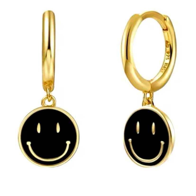 Enamel Smile Hoop Earrings