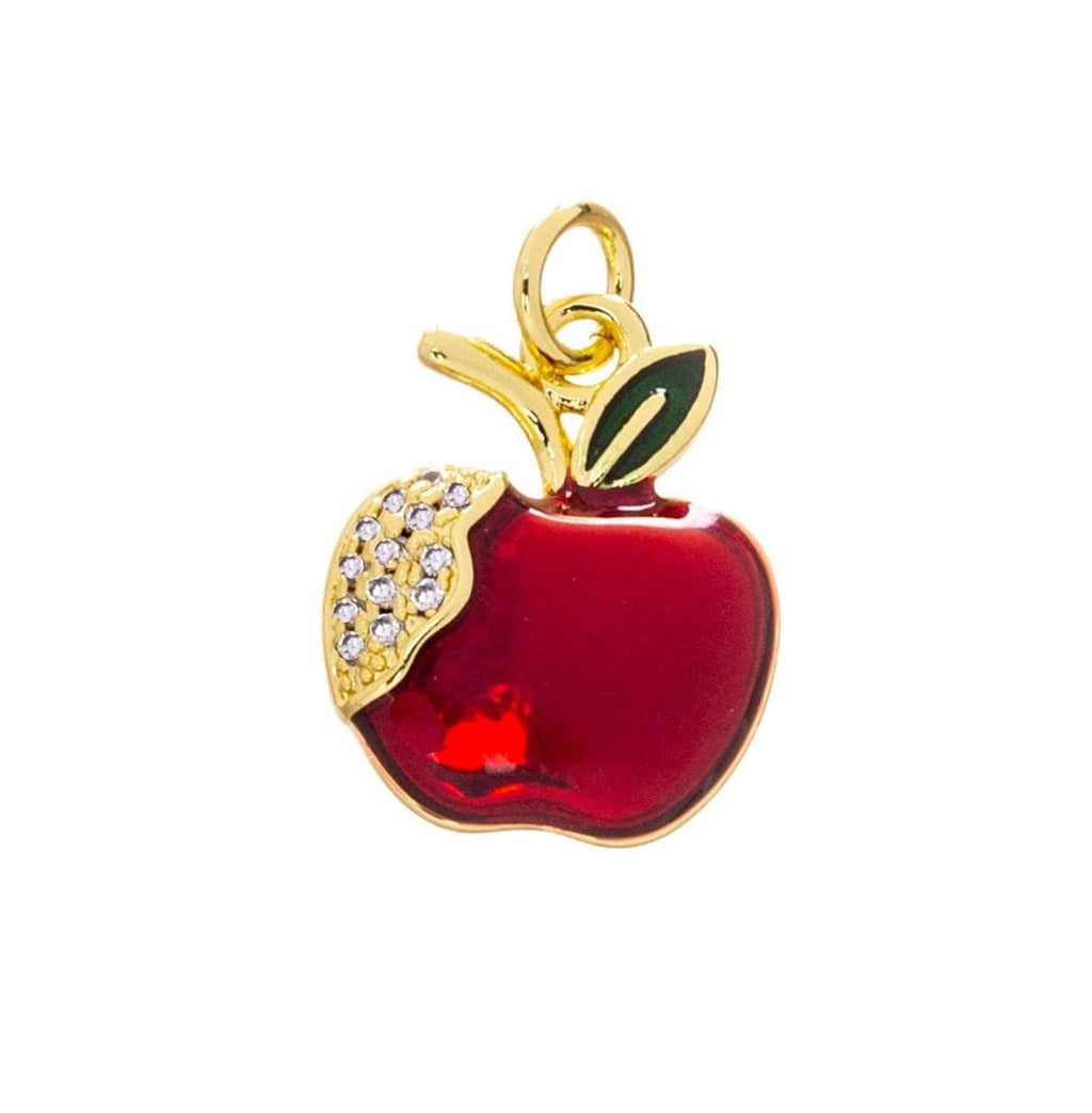 Cz Gold Apple Charm