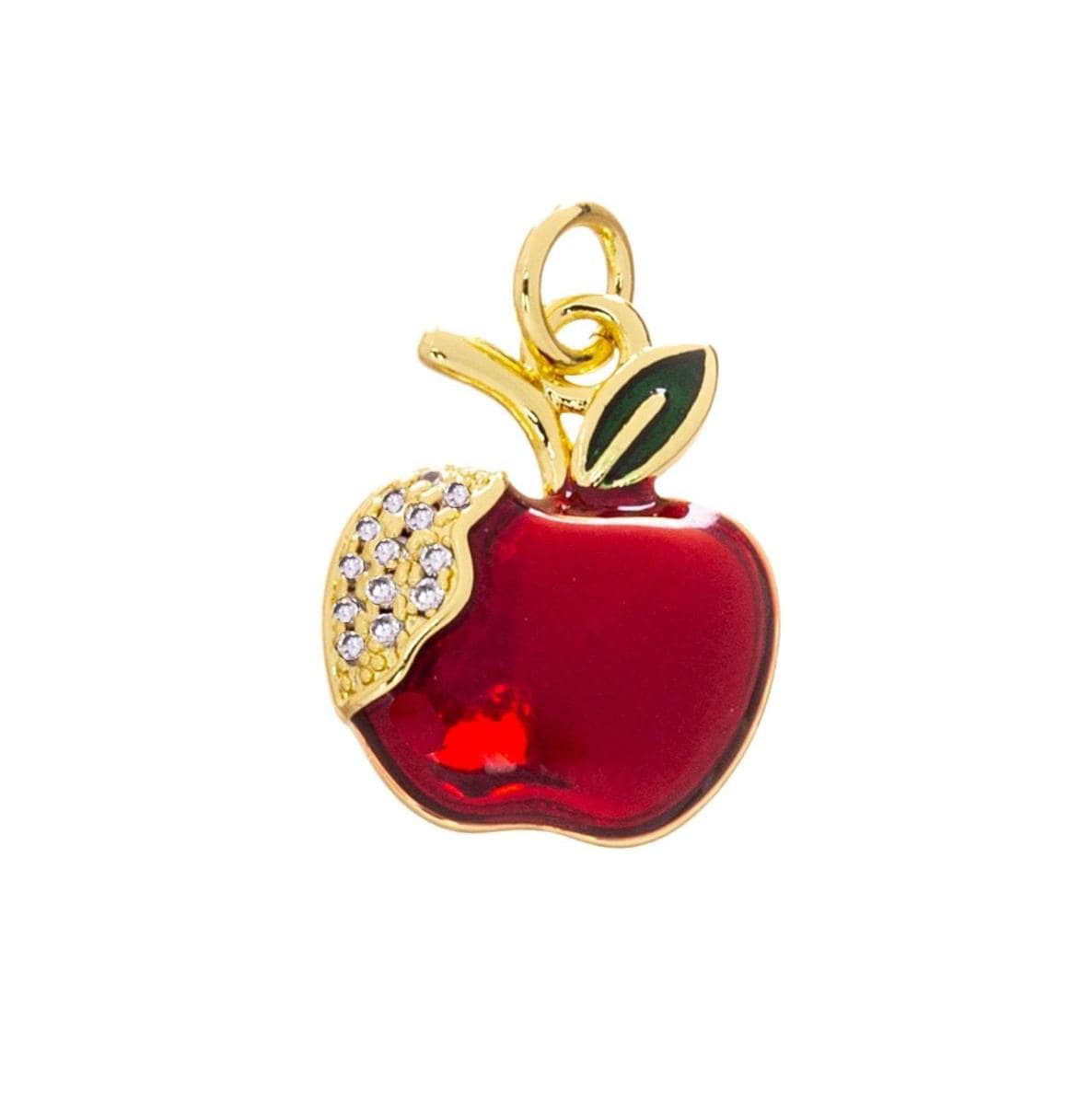 Cz Gold Apple Charm