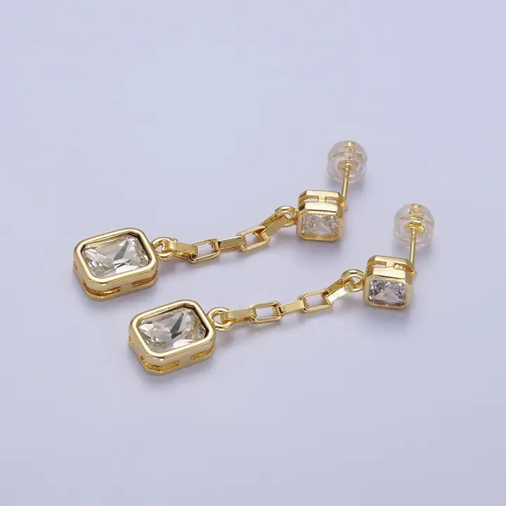 Baguette Cz Dro Dangle Earring