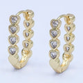 Heart CZ Bezel Oblong U-shaped Hoop Earrings