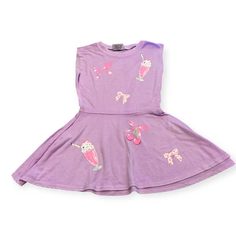 Firehouse Milkshake & Bow Toss Tank Dress- Grape