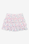 Pixielane Simply Soft Triple Ruffle Skort- Pink Tie Dye Denim Floral