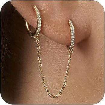 925 Steling Silver Gold Plated Huggie - Double piercing