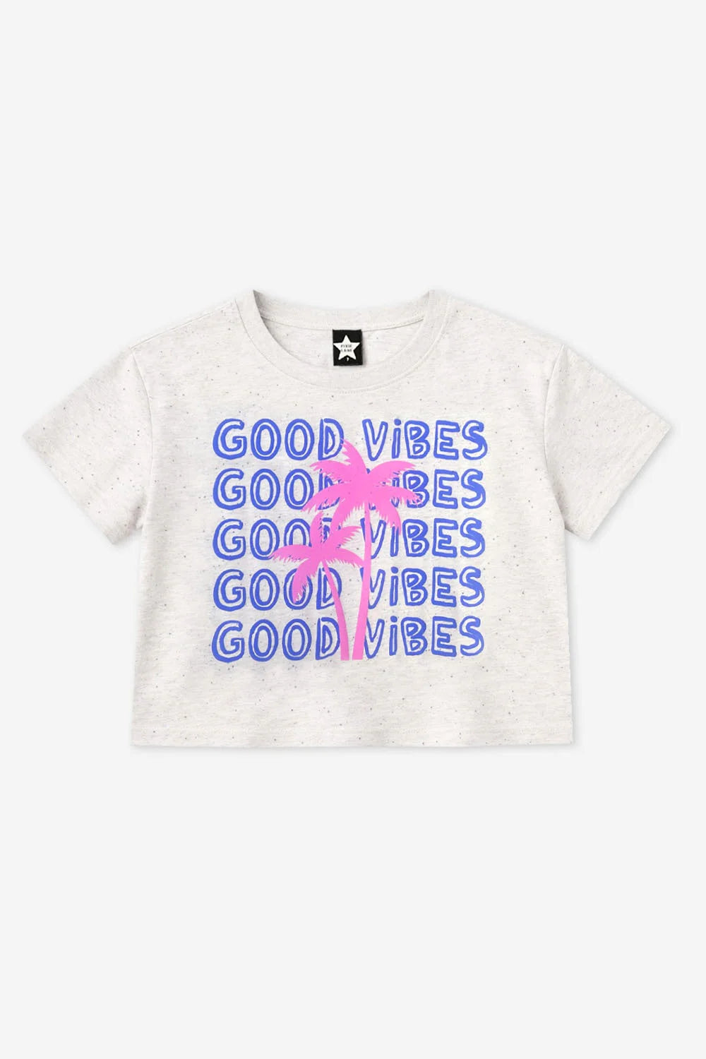 Pixielane Washed Cotton Drop Shoulder Funfetti Palm Tee