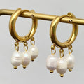 Triple Pearl Charm Earrings