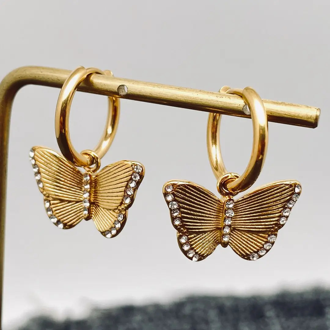 Butterfly Charm Huggie Earrings