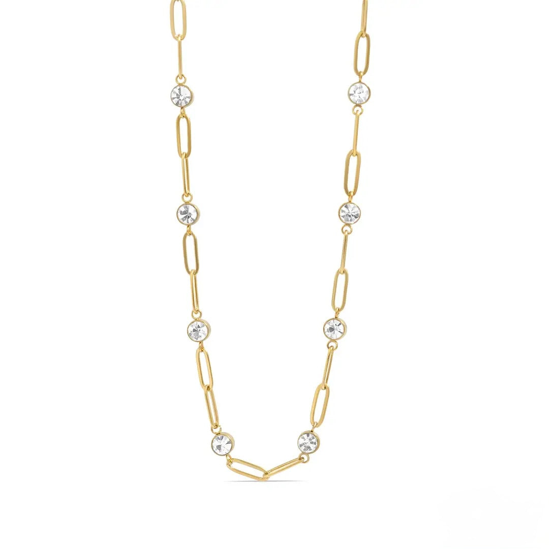 Stone Paperclip Chain Necklace