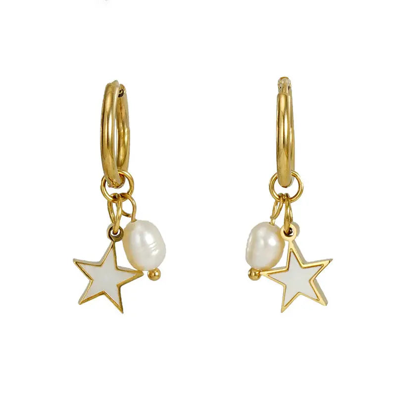 Pearl Shell Star Earrings
