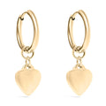 Heart Pendant Huggie Hoop Earrings