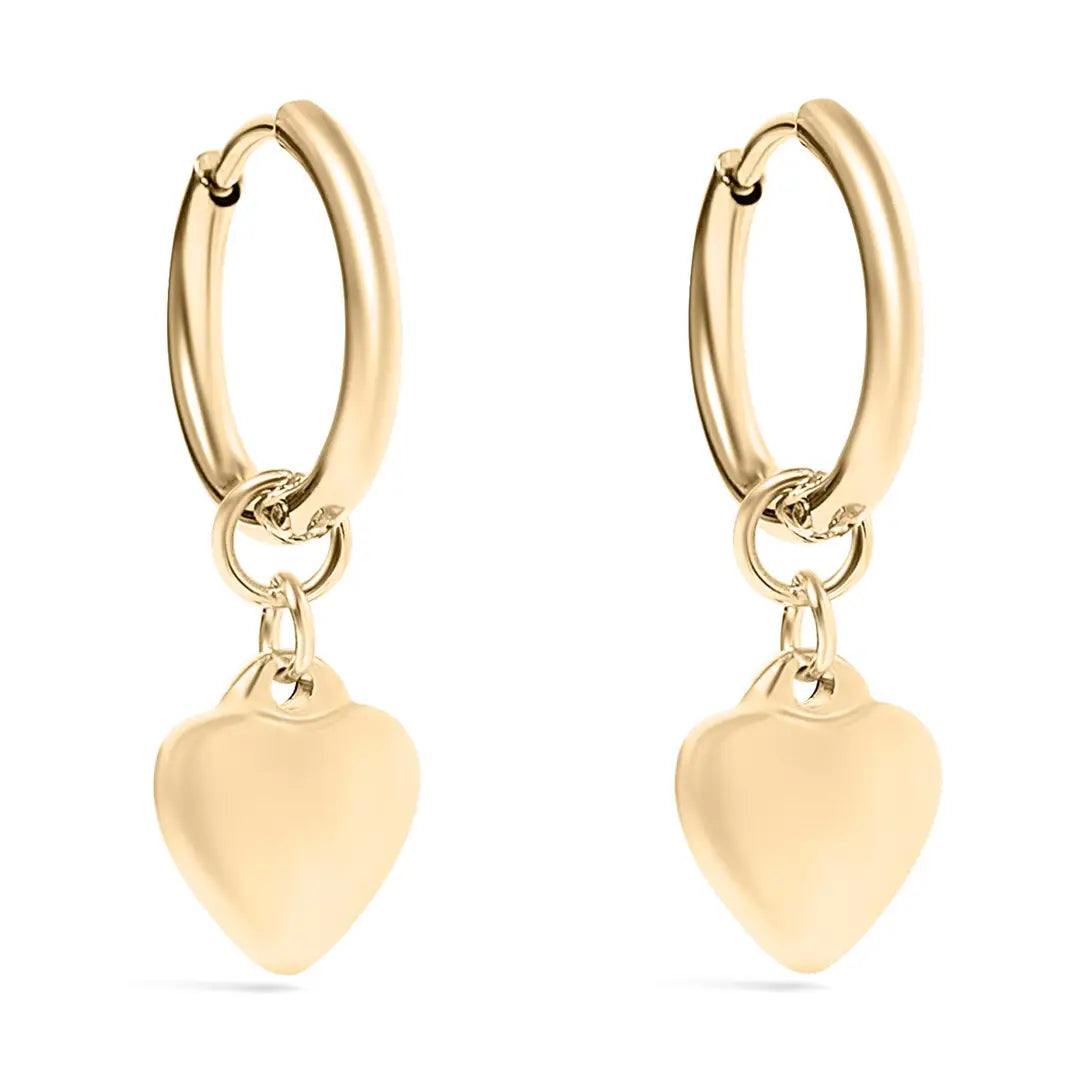 Heart Pendant Huggie Hoop Earrings