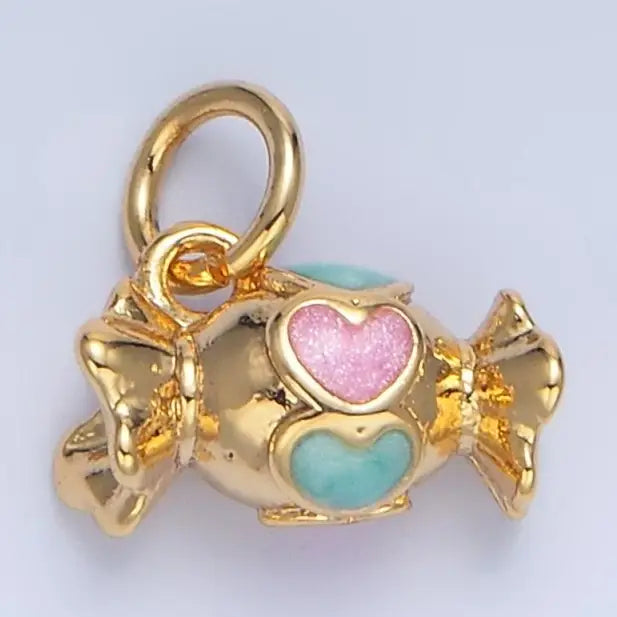 Blue Pink Enamel Candy Wrapper Charm