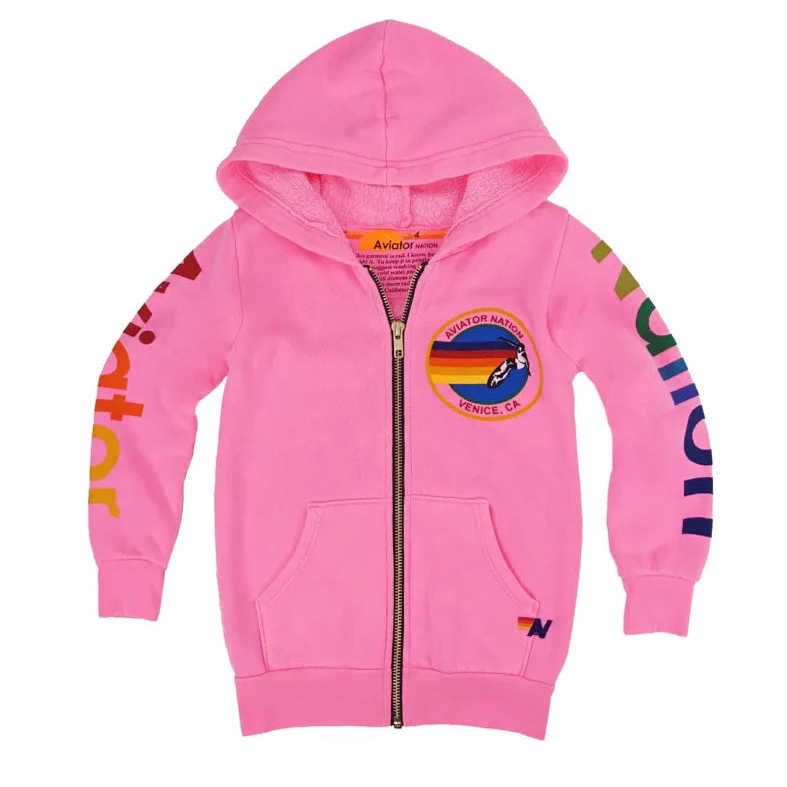 Aviator Nation Zip Hoodie Neon Pink Kids Contemporary Exchange