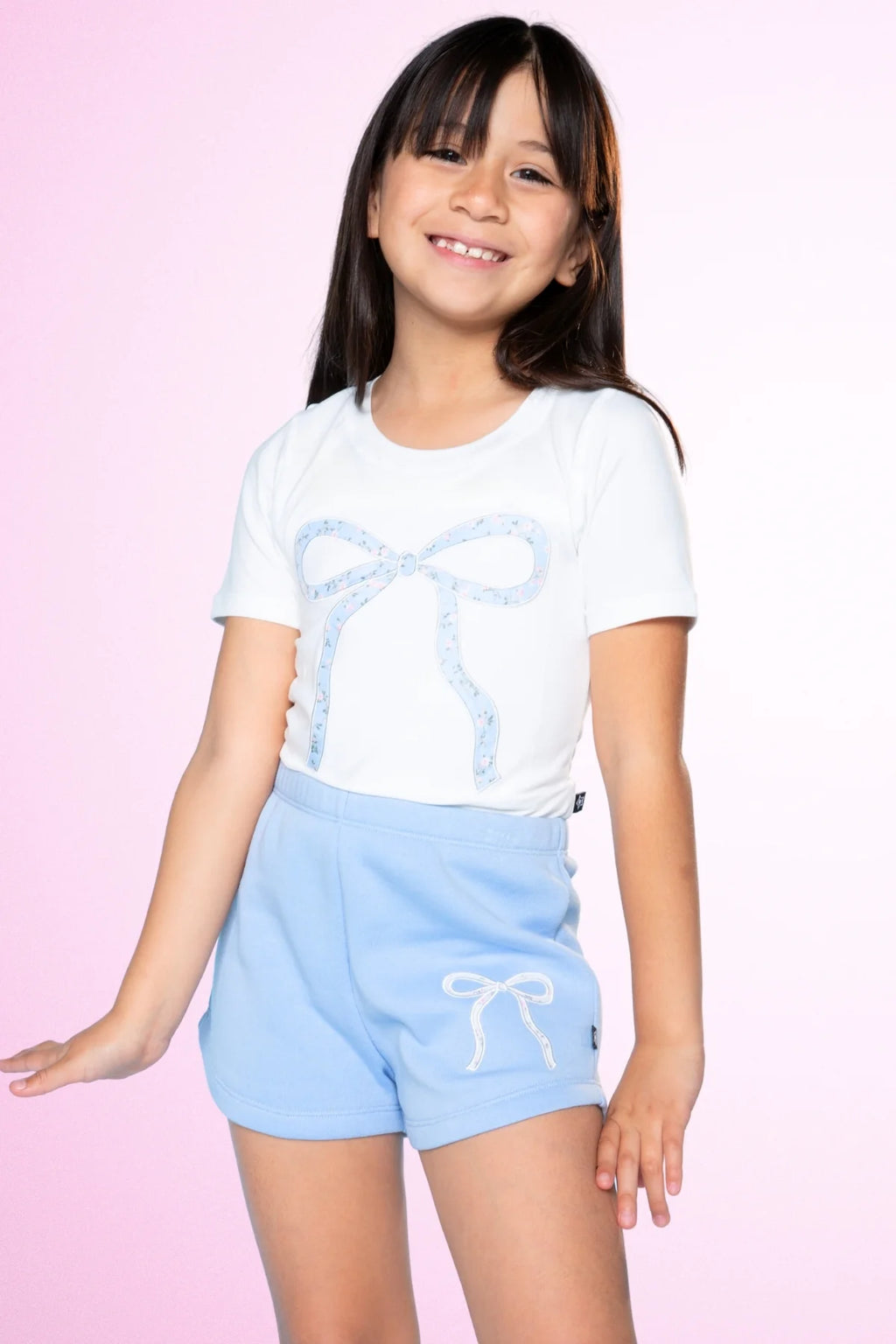 Pixielane Simply Soft Short Sleeve Fitted Tee- Floral Bow