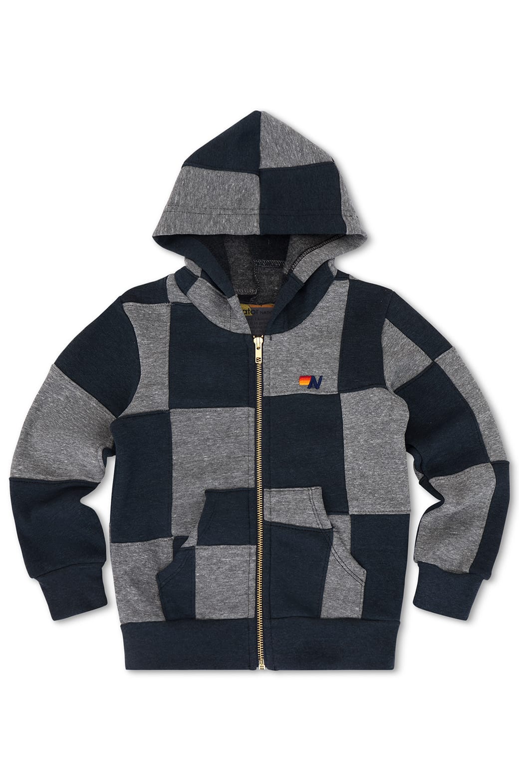 Aviator Nation Check Quilted Sweatshirt-Heather Grey/ Charcoal (presale)