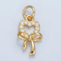 Cz Open Heart with Bow charm