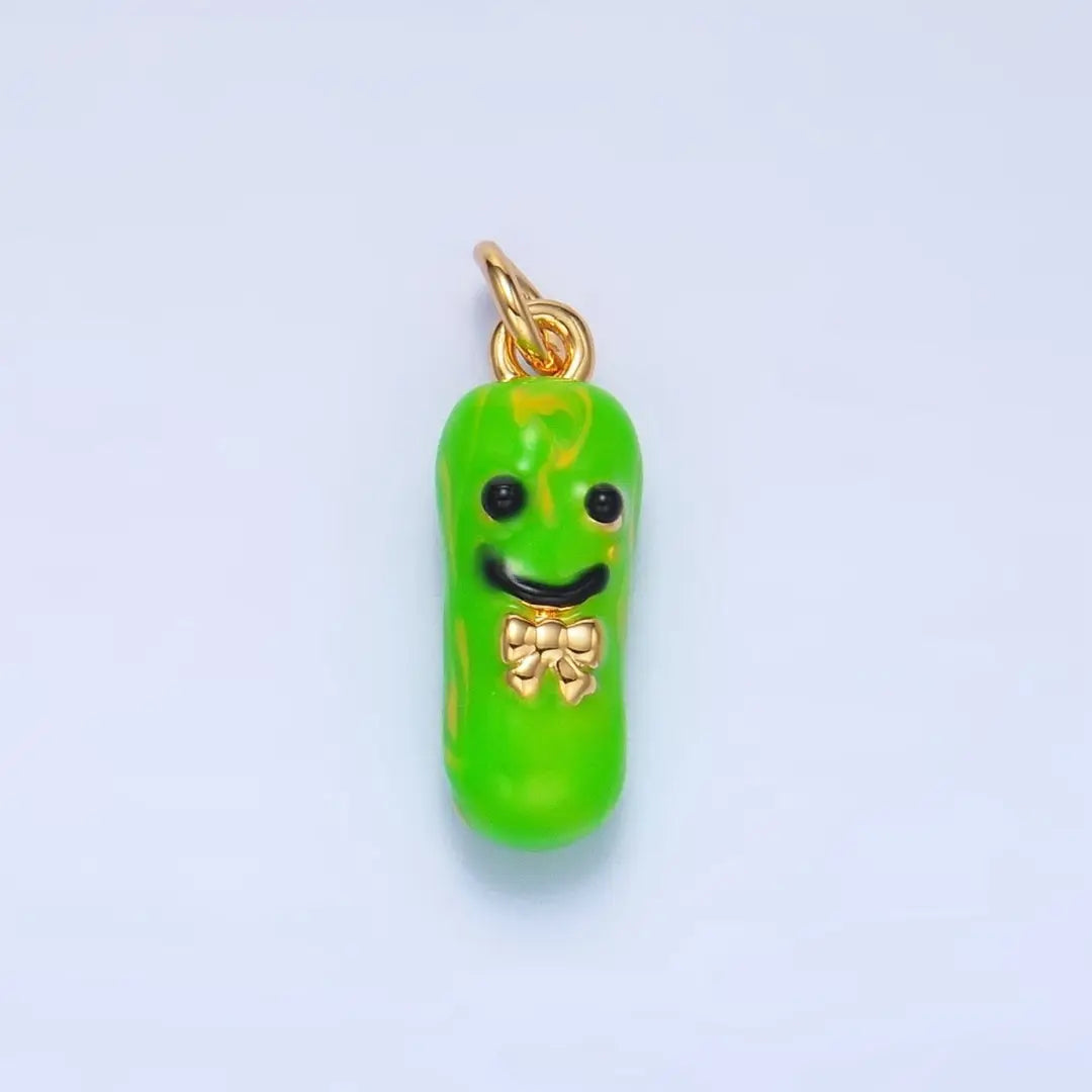 Green Enamel Pickel Bow Charm