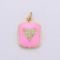 Cz Heart Enamel Charm