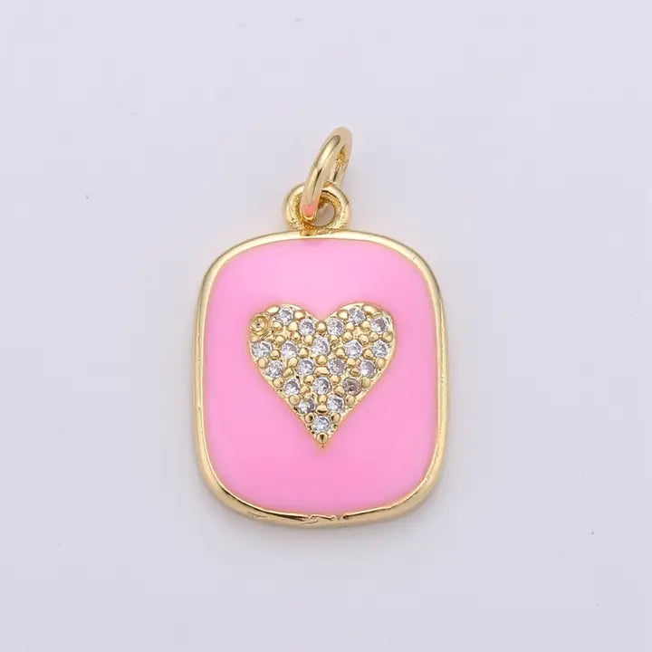 Cz Heart Enamel Charm