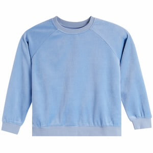 Katie J Jade Velour Crew Neck Top- Powder Blue