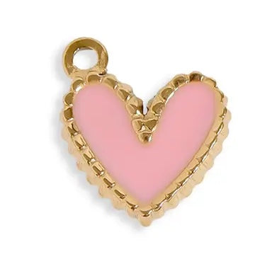 Epoxy Heart Charm - Pink, White, Purple