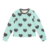 Pixielane French Terry Easy Crew Sweatshirt - Ice Mint Charcoal Hearts