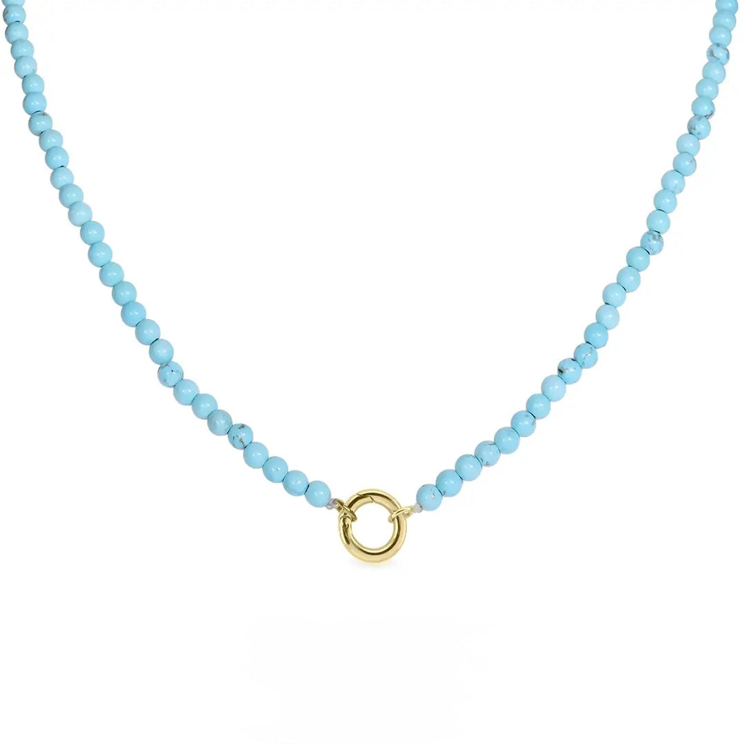 Semi Precious Natural Stone Charm Keeper Necklace