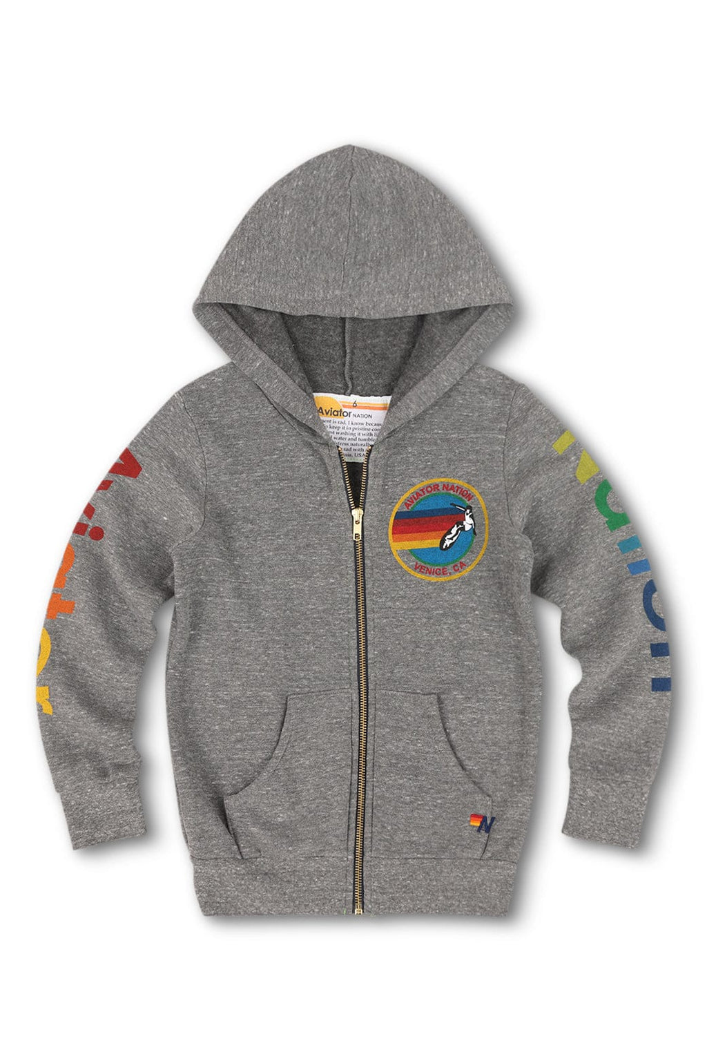 Aviator Nation Zip Hoodie- Heather Grey (Presale)