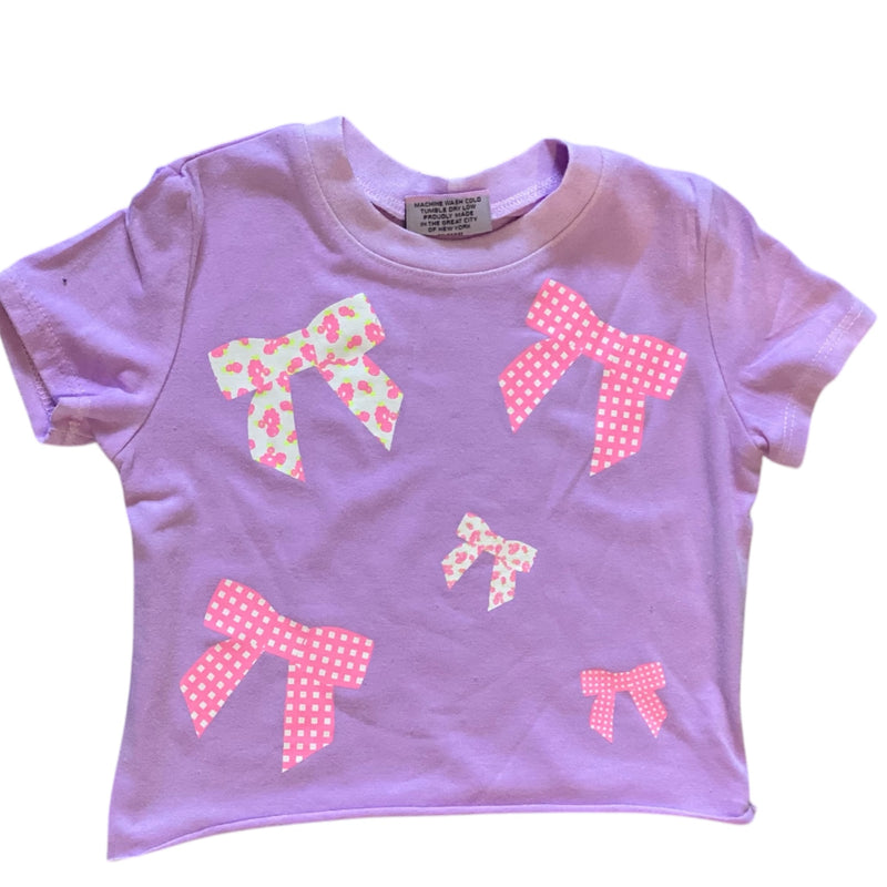 Firehouse Ditsy & Gingham Bow Toss Tee- Grape