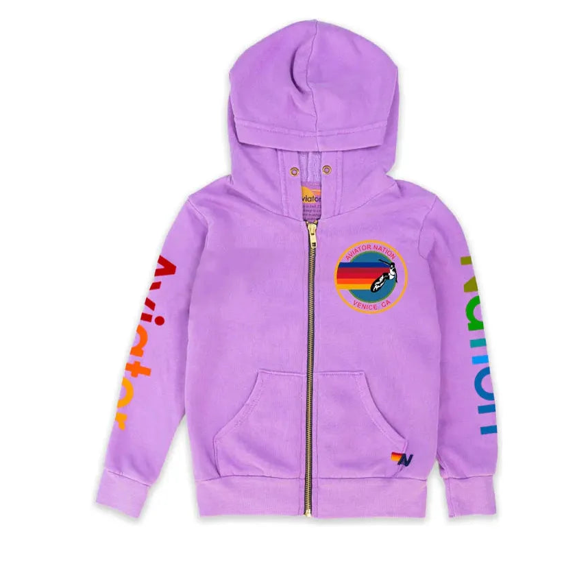 Aviator Nation Zip Hoodie Neon Purple Kids Contemporary Exchange