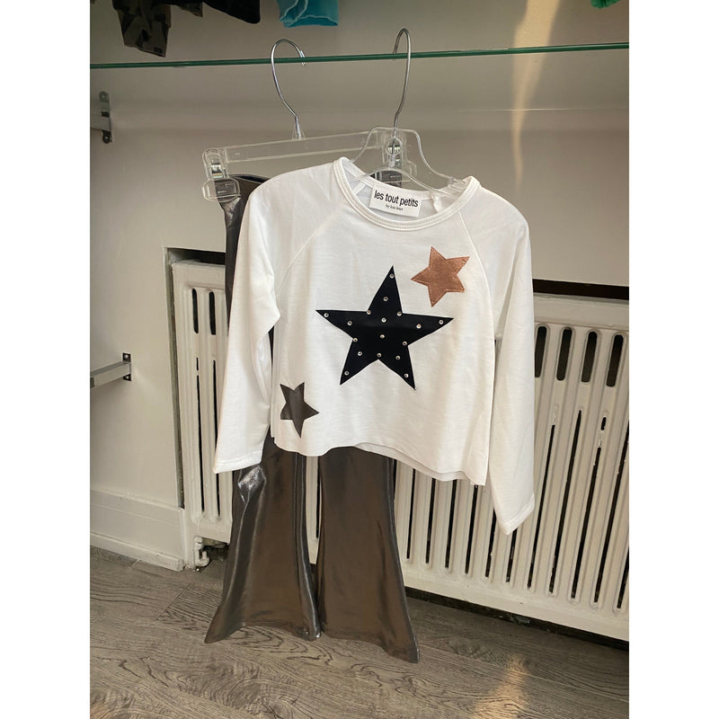 Les Tout Petits White Cut Off Sweatshirt Stars