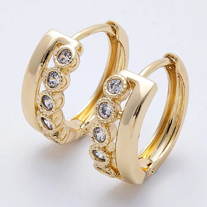 Cz Double Band Huggie Earrings