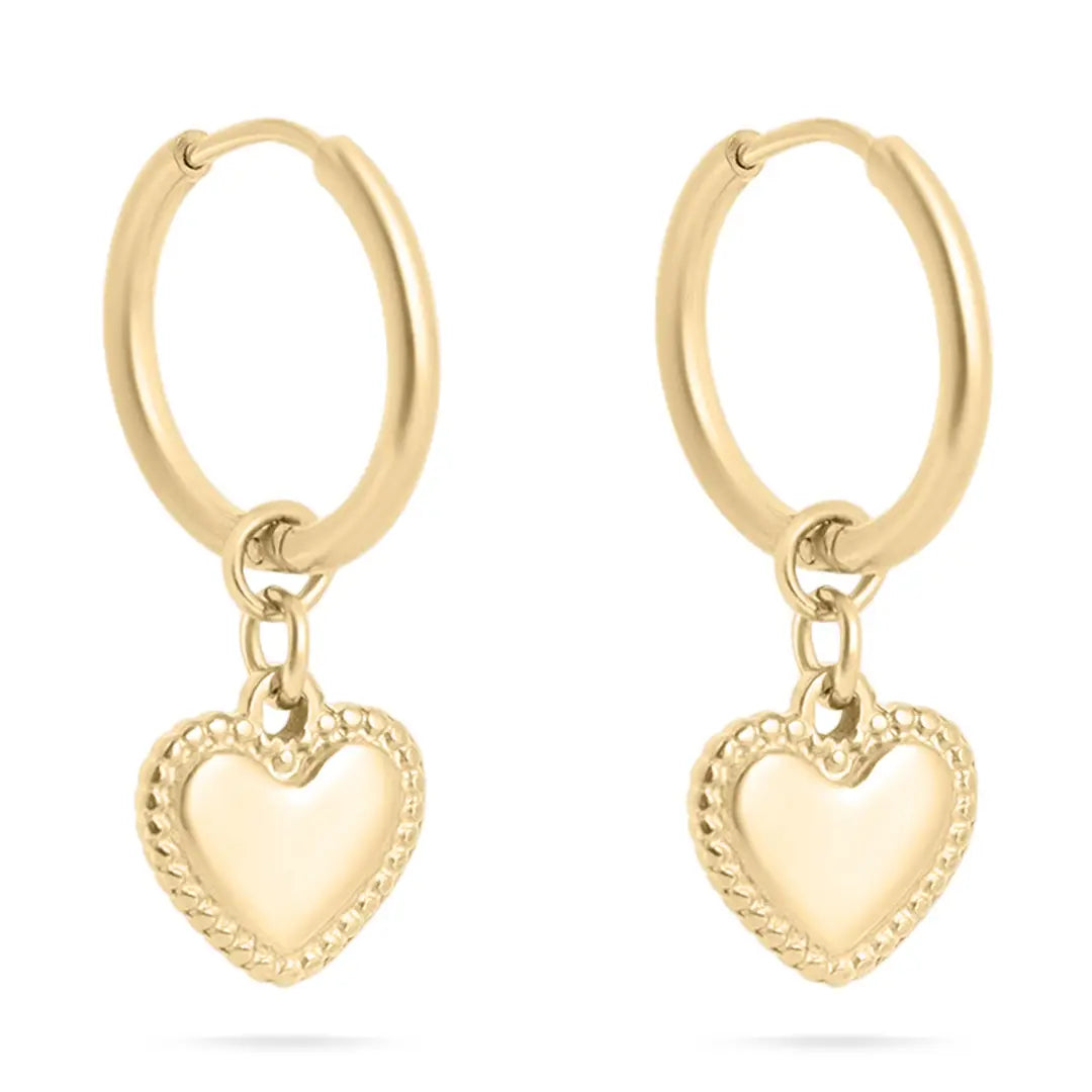 Heart Pendant Hoop Earrings