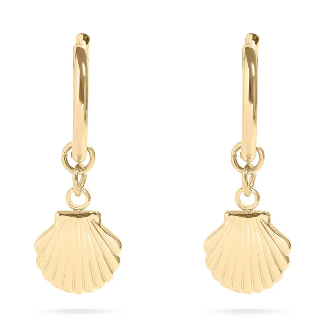 Shell Pendant Huggie Earrings