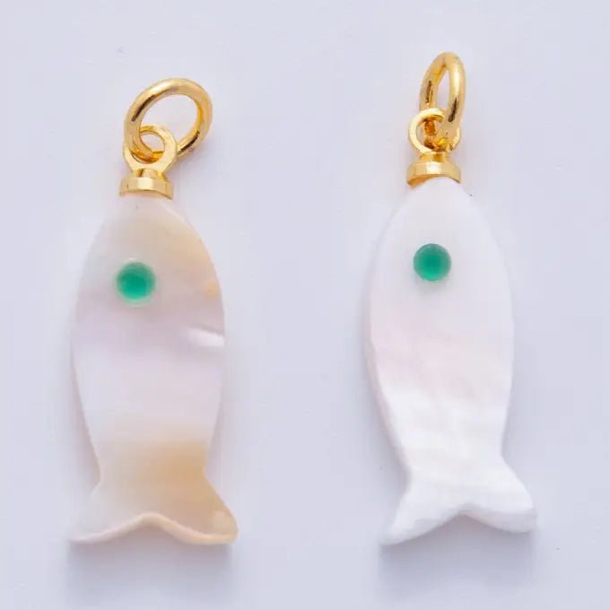 Blue-eyed Shell Pearl Fish Charm