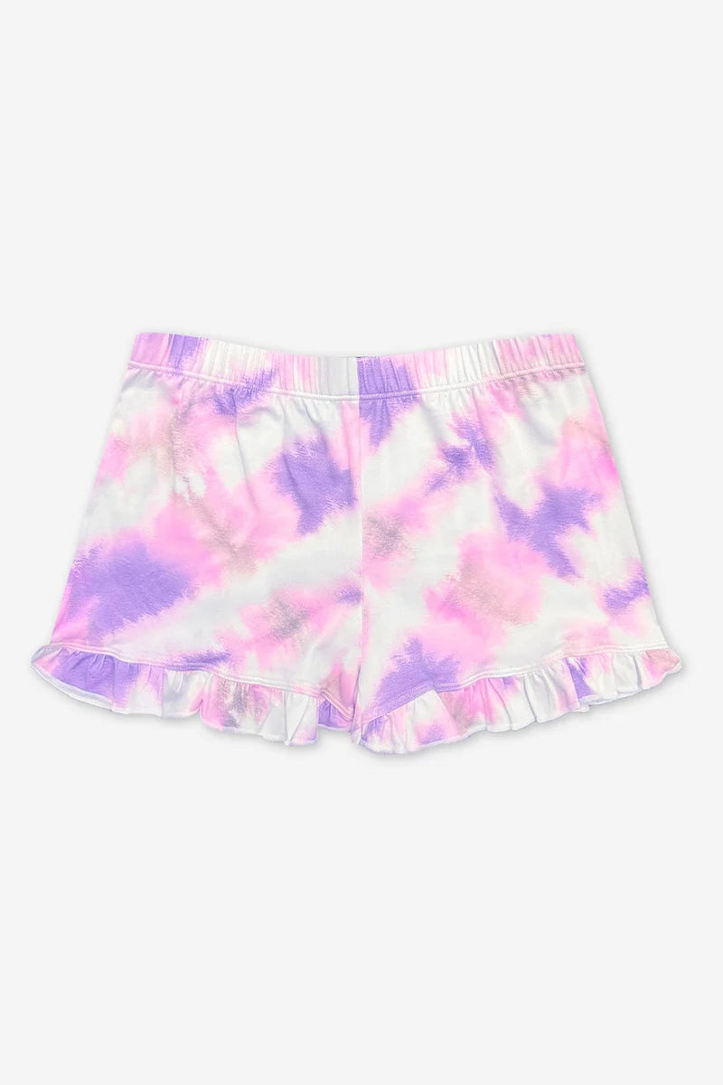 Pixielane Simply Soft Ruffle Short-Blush Mauve Tie Dye
